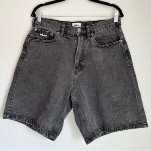 Obey Men's Black Jean Shorts Med Wash Pockets 8’ Inseam